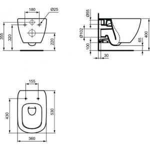 Унитаз подвесной Ideal Standard Tesi T0079V3 черный матовый