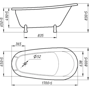 Ванна из искусственного камня Фэма Салерно-2 170x80, ножки золото
