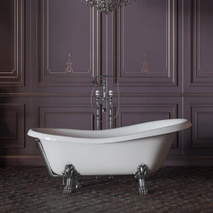 Ванна из литьевого мрамора Migliore Bella 170x80, на лапах Leone Standart, хром