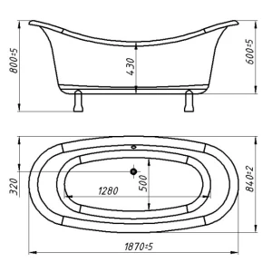 Ванна из литьевого мрамора Castone Корсика 190x86 ножки белые