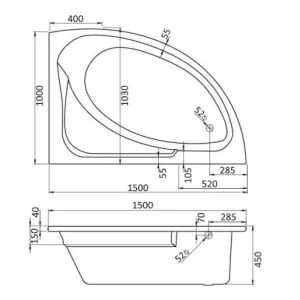 Акриловая ванна Santek Гоа 150х100 R 1.WH11.2.032