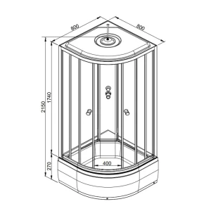 Душевая кабина DTO LM780GM 80х80 с гидромассажем