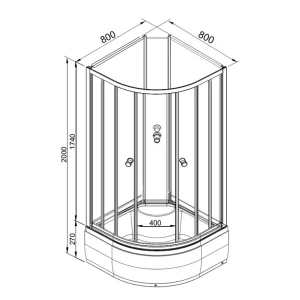 Душевая кабина DTO LM780N 80х80 без крыши