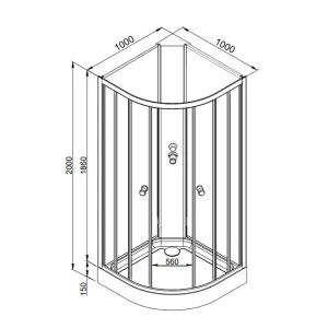 Душевая кабина DTO LM908NGM 80х80 без крыши, с гидромассажем