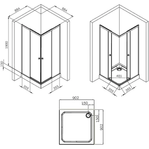 Душевой уголок Am.Pm X-Joy Square slide 90x90 W94G-403-9090-BТ