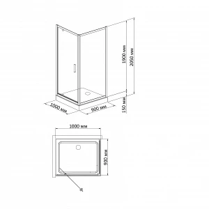 Душевой уголок BandHours Frenk/Side/Rectangular 910 100х90 180461301