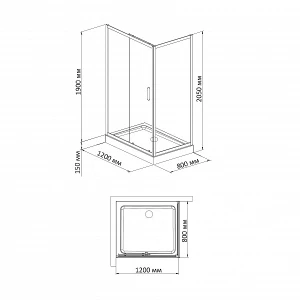 Душевой уголок BandHours Mike/Side/Rectangular 812 120х80 180441301