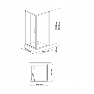 Душевой уголок BandHours Snow/Side/Square 99 90х90 180601401
