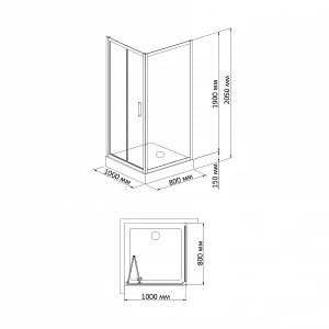 Душевой уголок BandHours Snow/Side/Rectangular 810 100х80 180391301