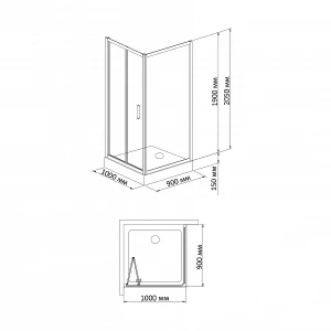 Душевой уголок BandHours Snow/Side/Rectangular 910 100х90 180471301