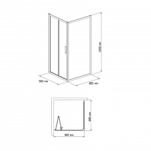Душевой уголок BandHours Snow/Side-Glass 910 100х90 190250001