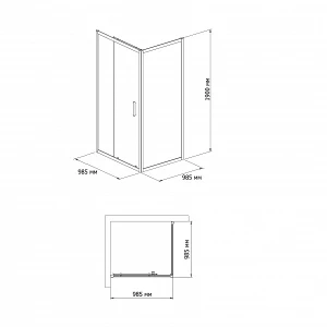 Душевой уголок BandHours Mike/Side-Glass 1010 90х90 190550001
