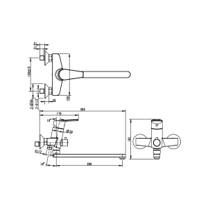 Смеситель Bravat Line для ванны с душем F65299C-1L