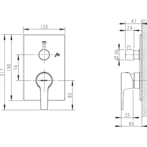 Смеситель Bravat Prolate для душа P69219CP-2-ENG