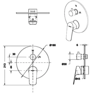 Смеситель Bravat Rhein для ванны с душем PB8429564BW-2-ENG