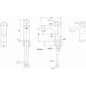Смеситель Bravat Rhein для раковины F1429564BW-9-ENG