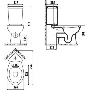 Унитаз-компакт угловой Creavit Corner SD310-11CB00E-0000 без сиденья и бачка