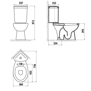 Унитаз-компакт Creavit Sedef SD300-11CB00E-0000 без сиденья и бачка