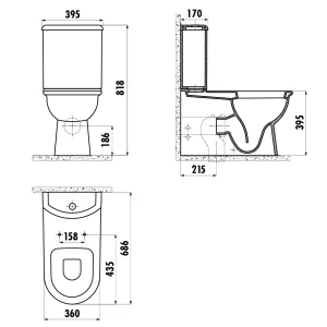 Унитаз-компакт Creavit Selin SL310-11CB00E-0000 без сиденья и бачка