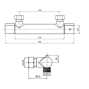 Смеситель Damixa Jupiter для душа 776000000 термостат