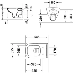 Унитаз подвесной Duravit D-Code Rimless 45700900A1