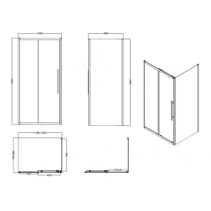 Душевой уголок Esbano Flex ESF-128PS-B 120x80 