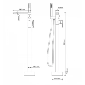 Смеситель Frank F2066 Chrom для ванны с душем напольный