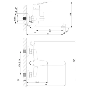 Смеситель Lemark Partner для ванны с душем LM6513C