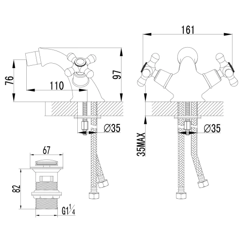 Смеситель Lemark Vintage для биде LM2808B