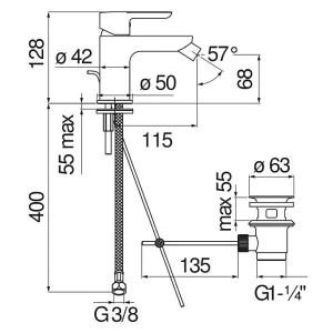 Смеситель Nobili ABC для биде AB87119/1CR