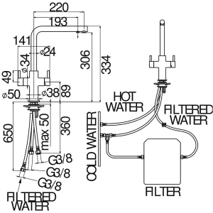 Смеситель Nobili Acquerelli для кухни AQ93823/3VCR