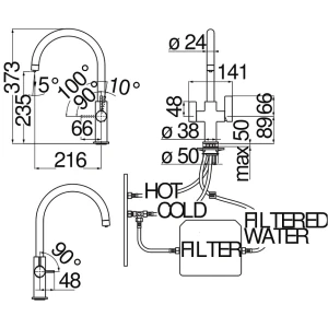 Смеситель Nobili Flag для кухни FL96824/3VCR с подключением к фильтру