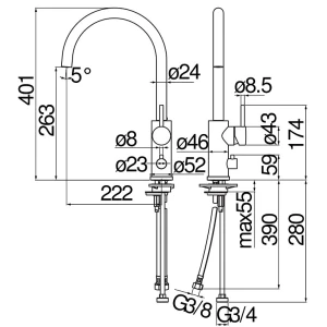 Смеситель Nobili Live для кухни LV00113/10CR с подключением к посудомоечной машине