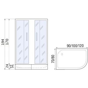 Душевой уголок River Don 100/80/24 MT L 100х80 без поддона