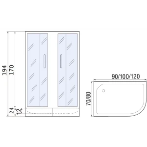 Душевой уголок River Don 120/80/24 МТ L 120х80 без поддона
