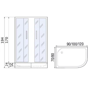 Душевой уголок River Don 120/80/24 MT L 120х80 c поддоном