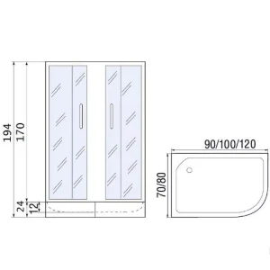 Душевой уголок River Don 120/80/24 MT R 120х80 c поддоном
