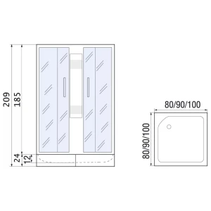Душевой уголок River Morava XL 100/24 MT 100х100 с поддоном