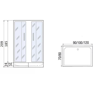 Душевой уголок River Morava XL 120/80/24 MT 120х80 с поддоном