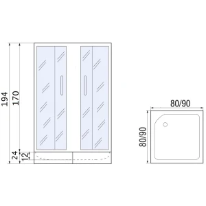 Душевой уголок River Morava 90/24 MT 90х90 без поддона