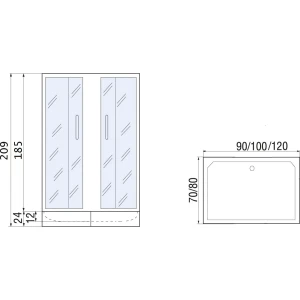 Душевой уголок River Morava XL 100/80/24 MT 100х80 без поддона