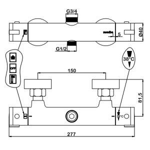Смеситель Swedbe Hermes 9022 для душа термостат