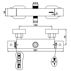 Смеситель Swedbe Hermes 9023 для душа термостат