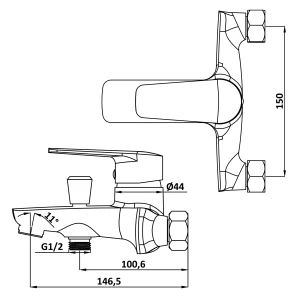 Смеситель Swedbe Mars 1730 для ванны с душем