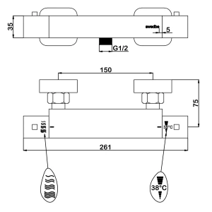 Смеситель Swedbe Mercury 9052 для душа термостат