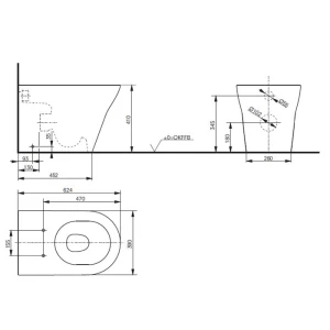 Унитаз приставной Toto MH CW163Y без сиденья