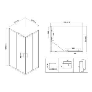 Душевой уголок Vincea City 100х80 VSS-5CT8010CL