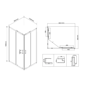 Душевой уголок Vincea City 100х90 VSS-5CT9010CL