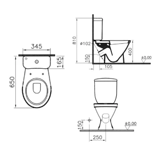 Унитаз-компакт напольный VitrA Norm Blanc c сиденьем микролифт 9837B0997202