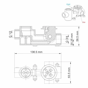 Смеситель Wasserkraft Exter 1641 для ванны с душем